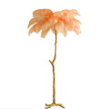 Luxury modern light antique corner decorative ostrich feathers LED standing floor lamps